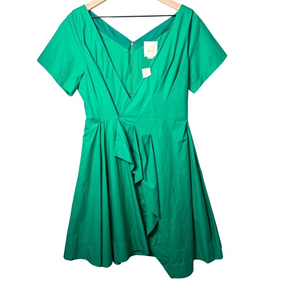Maeve Dresses & Skirts - Maeve Anthropologie Women’s Short Sleeve Pleated Dress in Green Size 10 NWT